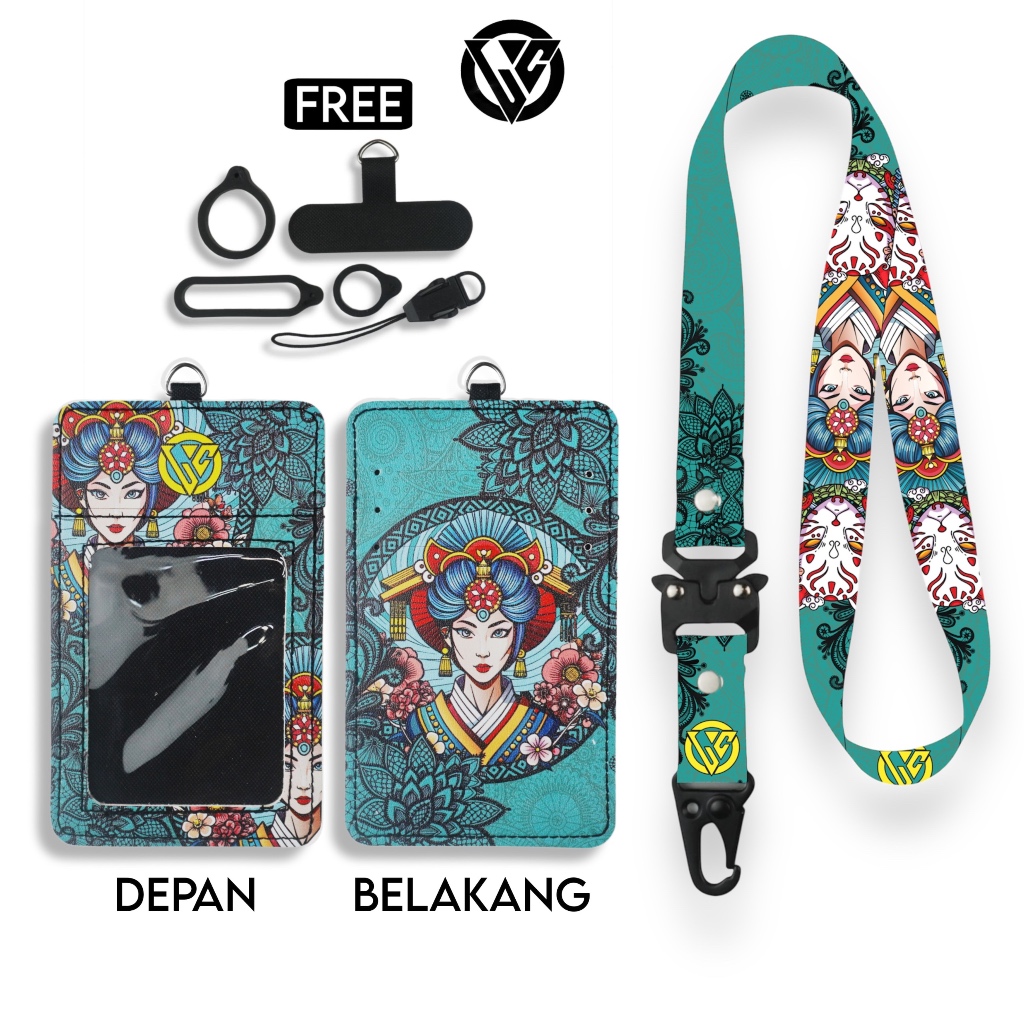 

LC.ID Lanyard Id Card Holder Leather Printing UV Tali Lanyard Holder Kulit Printing - Japan Art Series V4