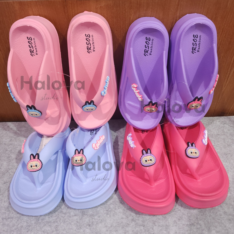 Sendal Jepit Wanita Irsoe RURU Premium EVA Rubber Karet Labubu empuk