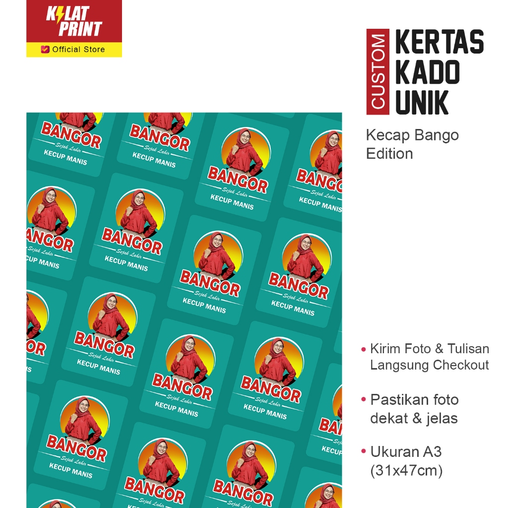 

Custom Kertas Kado Muka Foto Gambar Unik Kecap Bango Edition