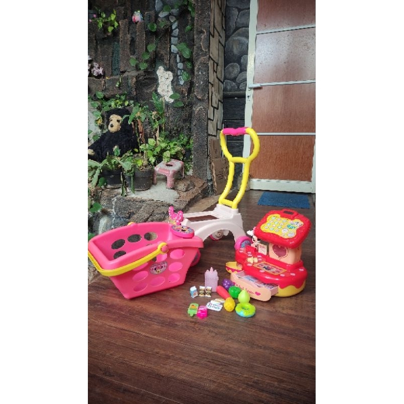 sisa bayar ORIGINAL TOMY DISNEY MINNIE MOUSE CASHIER N SHOPPING TROLLEY MAINAN KASIR TROLI ANAK PREL