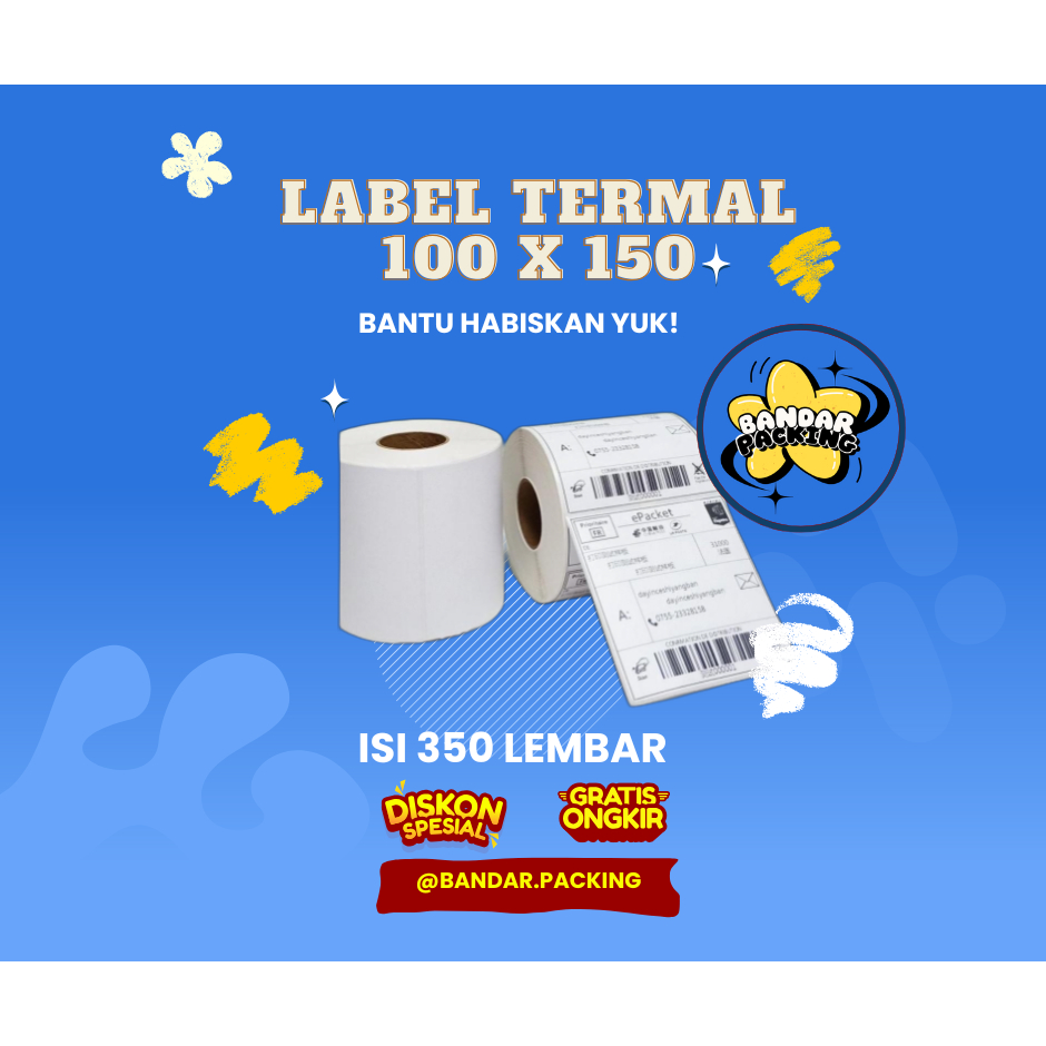 

Kertas Thermal Label thermal barcode/ Roll A6100x150 mm isi 350 Pcs