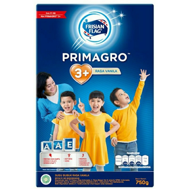 

Frisian Flag Primagro 3+ Susu Pertumbuhan Anak 4-6 Tahun Rasa Vanila 750g (Exp Juli 2025)