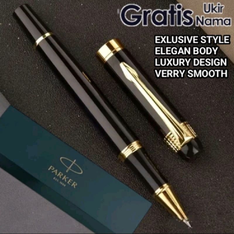 

Pulpen Mewah Luxury Roller Ball Sign Pen Head Gold Style Parker Gratis Grafir Nama Dan Box Exlusive