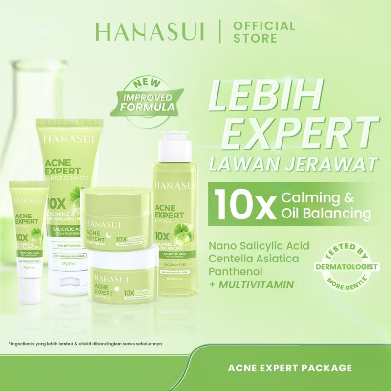 HANASUI ACNE TREATMENT / Hanasui acne experrt / DAY CREAM / NIGHT CREAM / TONER / FACE WASH FACIAL W
