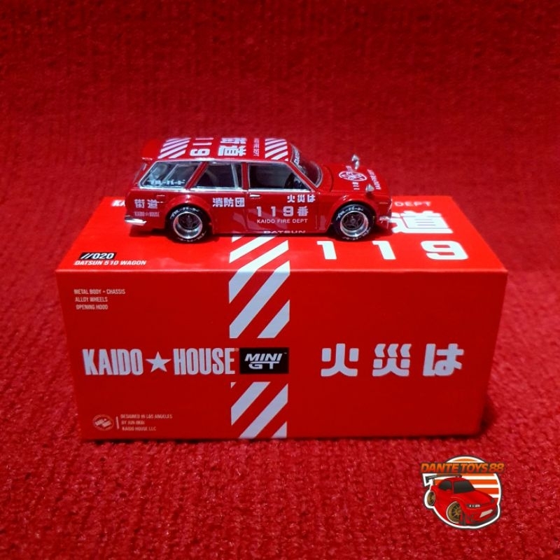 MINI GT Kaido House Datsun 510 Wagon Fire Dept Ver.1 Red - OPEN SEGEL - MULUS