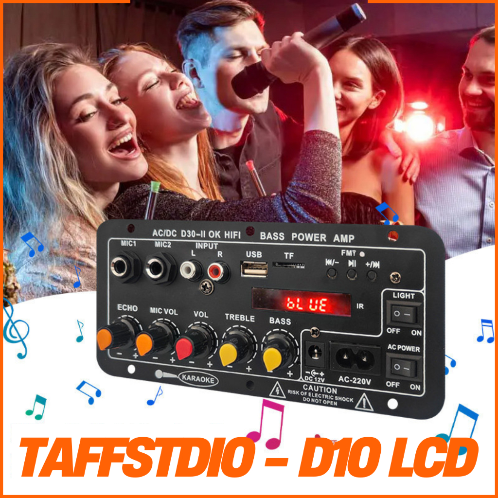 BARU TaffSTUDIO D10 Amplifier Mini Bluetooth Super Bass LCD 12 Volt