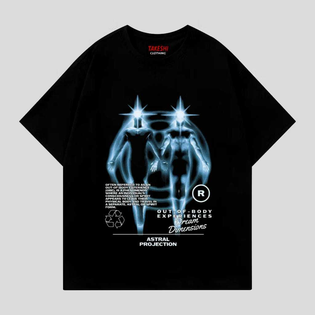takeshi clothing Tshirt astral projektion Vintage lengan pendek Hitam Kaos distro Unisex