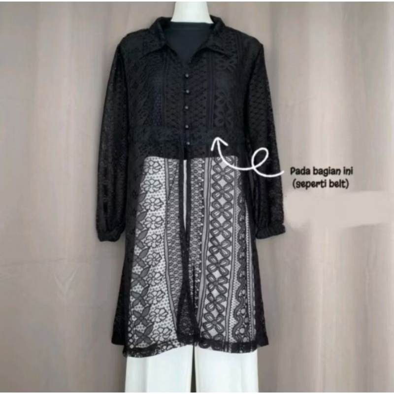 RB READY-OUTER BROKAT TUNIK KEMEJA BROKAT KANAYA CARDY PANJANG VEST BROKAT MUAT JUMBO AST