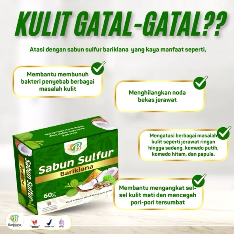 Sabun Herbal Sulfur BPOM | Sabun Sulfur Mengatasi Gatal, Panu, Kadas, Eksim