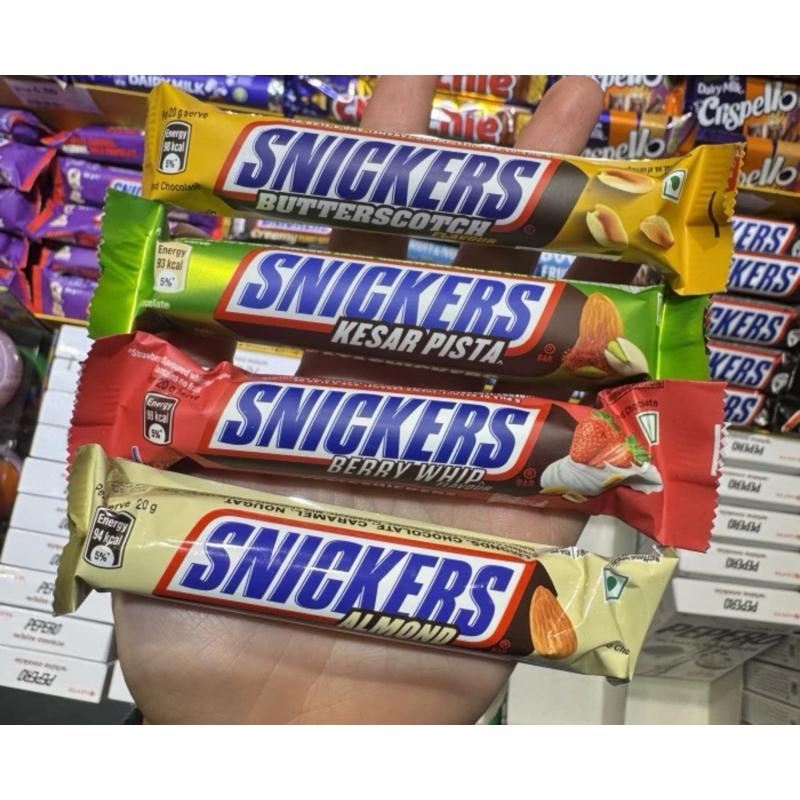 

SNICKERS BUTTERSCOTCH / KESAR PISTA / BERRY WHIP / ALMOND 22gr