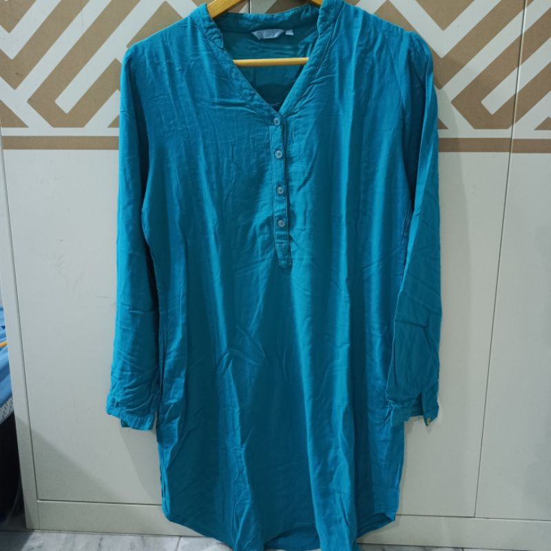 BACA DESKRIPSI | Tunik rayon annisa brand matahari preloved warna biru tosca