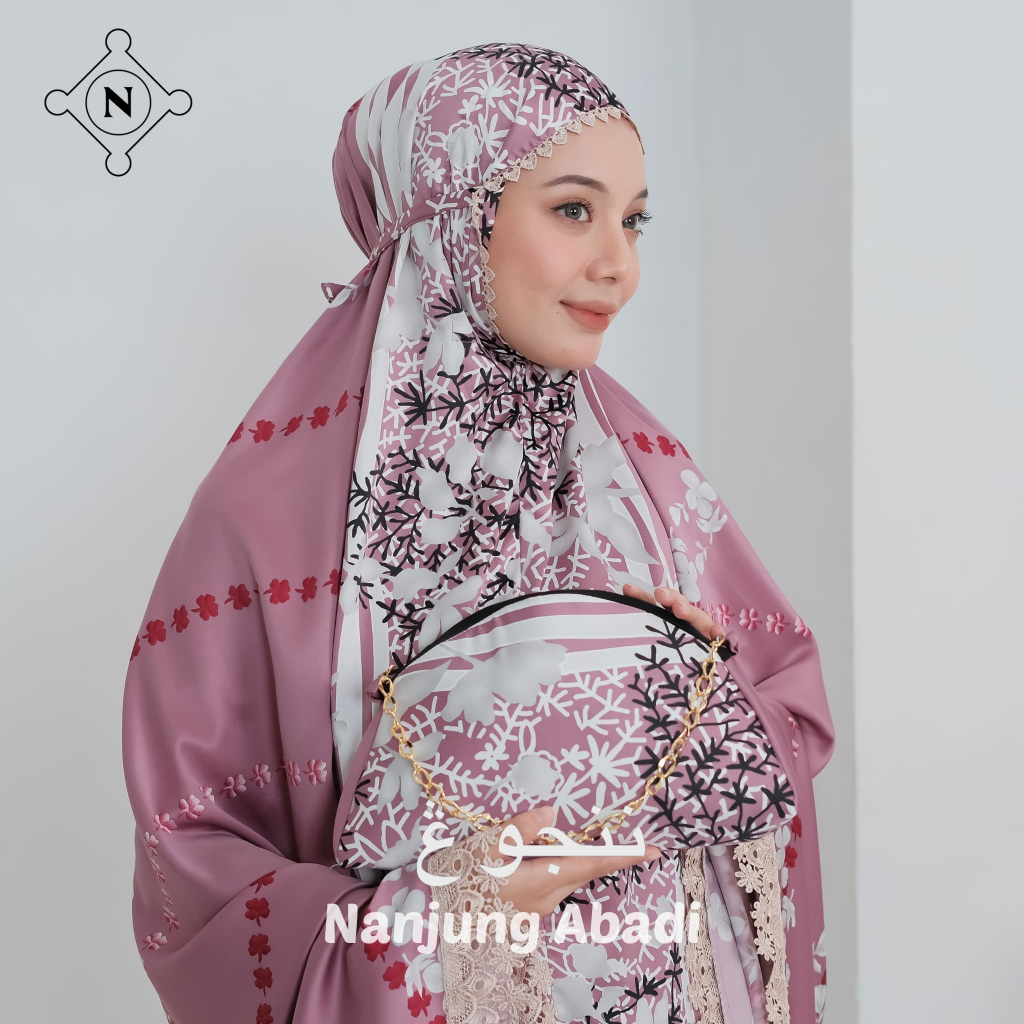 Mukena Azwa Dewasa 2in1 Motif Bunga Ziper Silk Premium Azwa Series