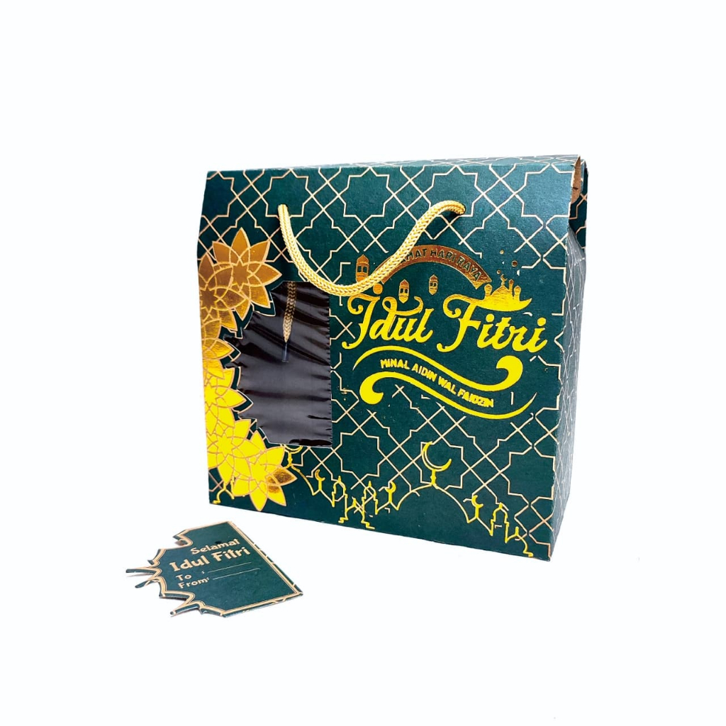 

Kardus Lebaran Dus Tali 18,5x9x13 Jar Cylinder isi 2 Window Kraft Laminasi Foil
