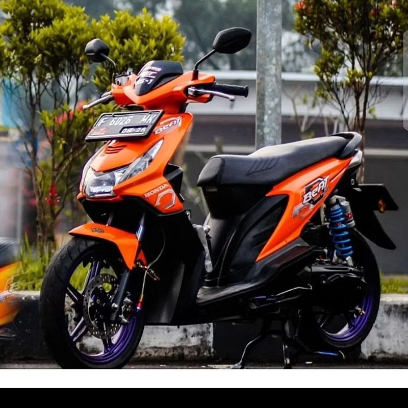 Striping Beat Karbu sticker Lis standar motor Honda Beat Karbu 2008 2009 Orange hitam Putih merah
