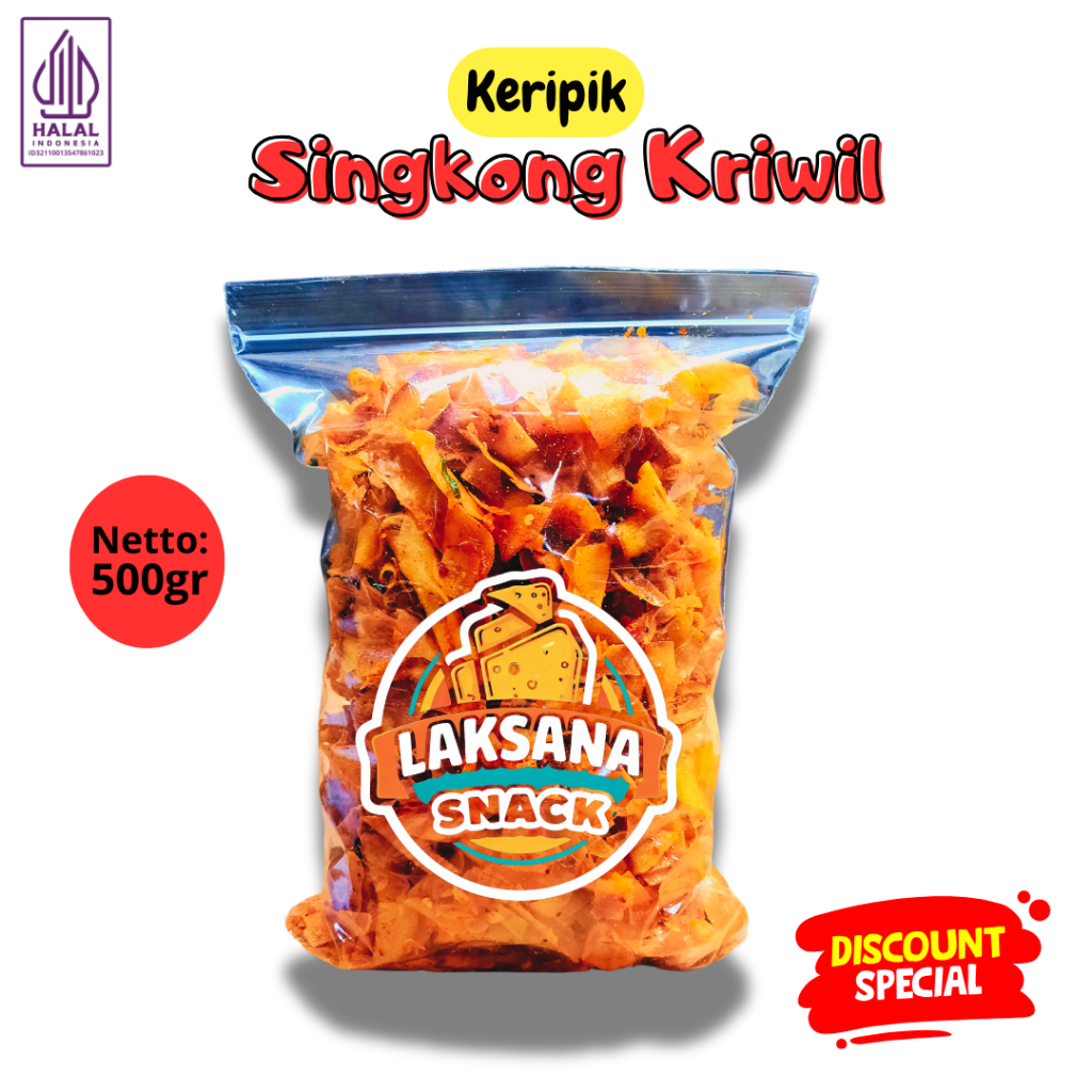 

500gr Keripik Singkong Kriwil Pedas Daun Jeruk Laksana Snack