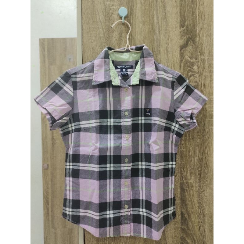 (preloved) Atasan kotak" wanita / kemeja kotak" wanita - warna ungu hitam