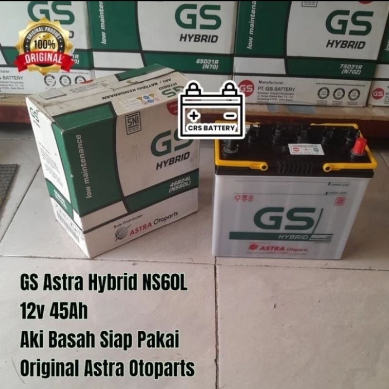 Aki Mobil Suzuki Ertiga, Baleno, Aerio Accu GS Astra NS60L Hybrid 45Ah