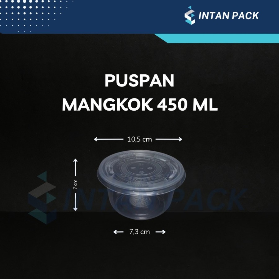 Thinwall Mangkok 450 ml Plastik Puspan Seblak Salad Rujak / Sup ( 25 pcs )