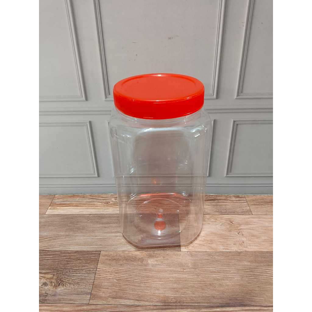 Toples Plastik Kotak Ikan 2 Liter Tinggi - 2L Tutup Merah