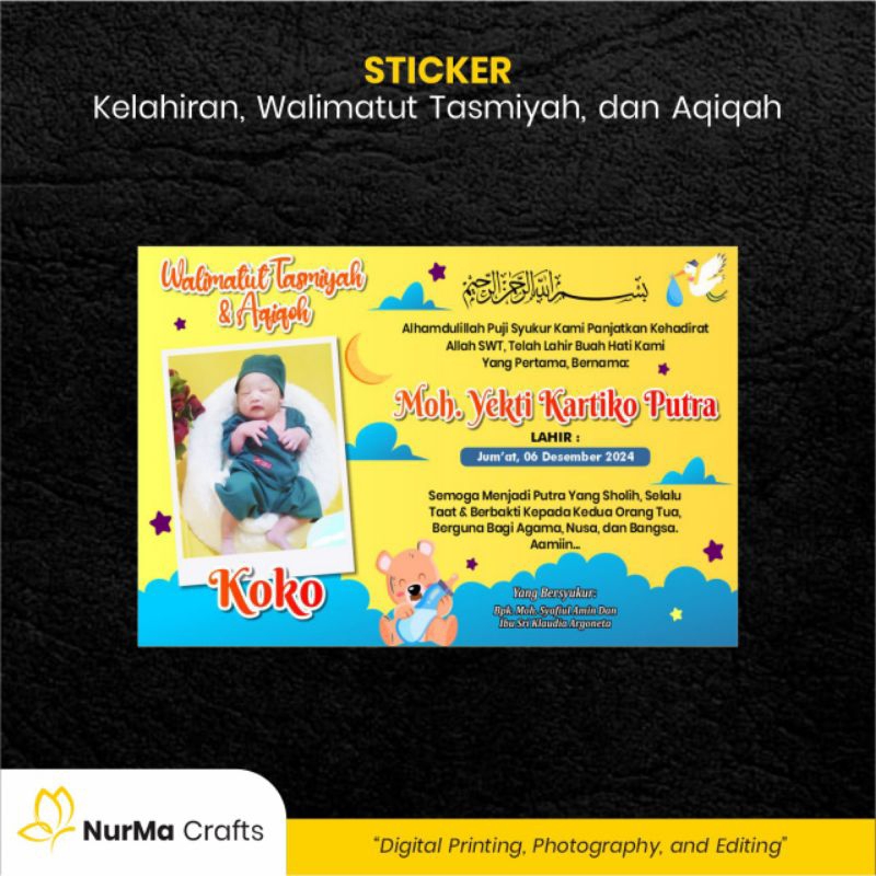 

Stiker Bayi (Walimatut Tasmiyah dan Aqiqah) - Kertas Sticker Bontak / Kertas Art Cartoon
