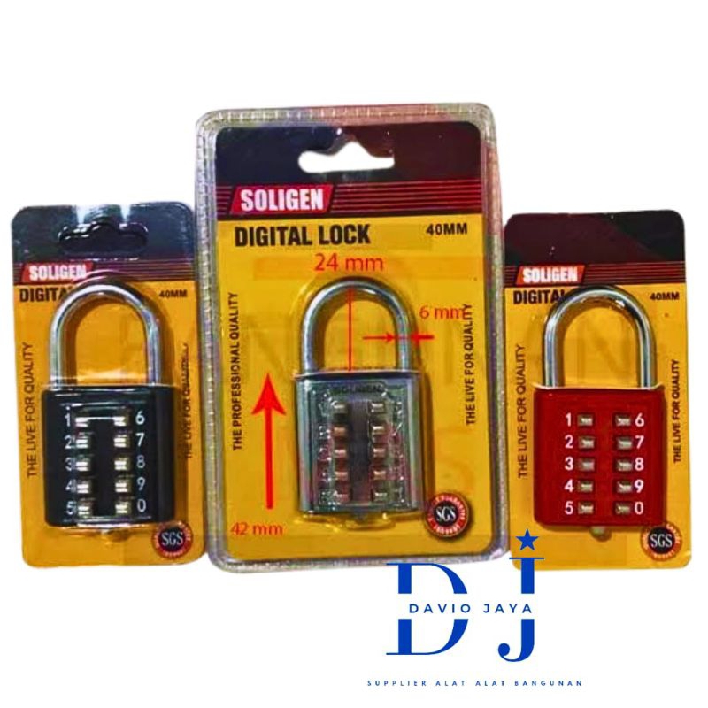 Gembok Digital Soligen / Gembok Koper / Gembok Kode / Digital Lock 40mm