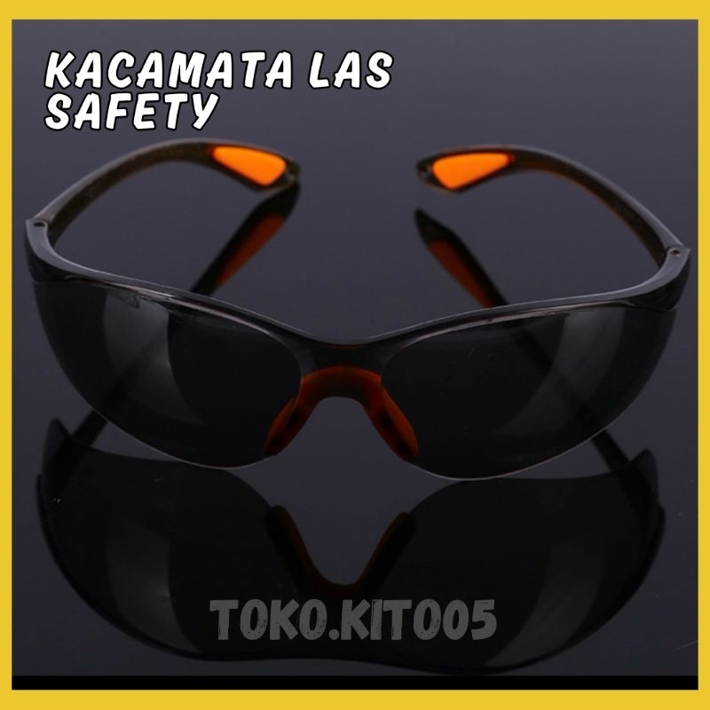 Kacamata Las Safety Hitam Pekat Anti Radiasi / Kaca Mata Anti Pecah Hitam Pekat Tidak Tembus Pandang