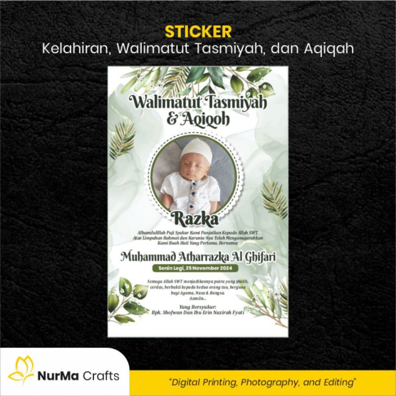 

Stiker Bayi (Walimatut Tasmiyah dan Aqiqah) - Kertas Sticker Bontak / Kertas Art Cartoon