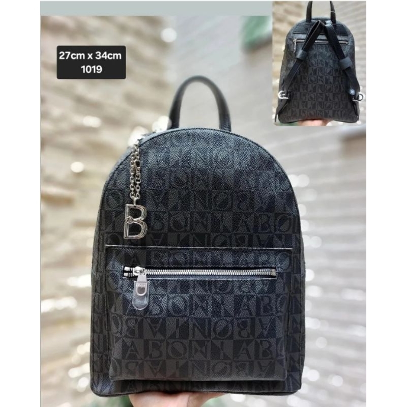 tas ransel bonia original backpack monogram hitam new arrival