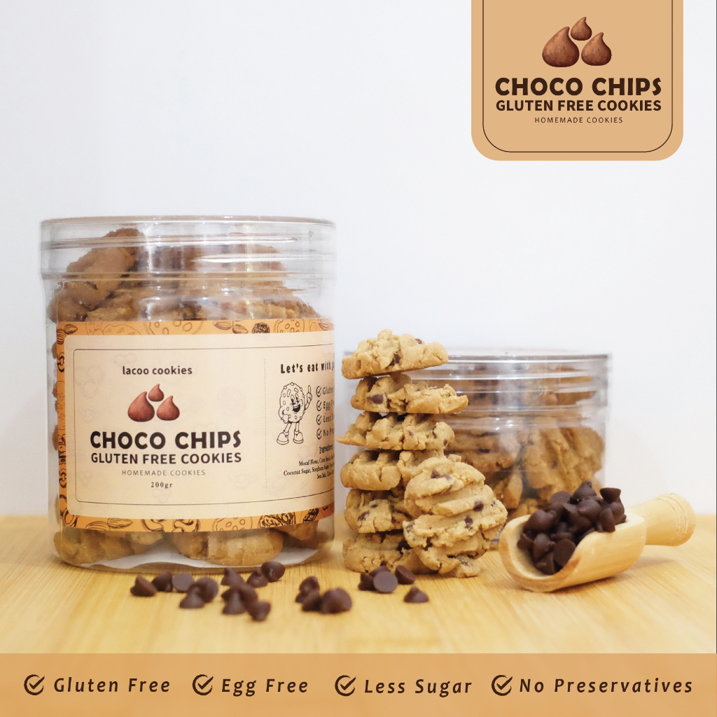 

Choco Chips Cookies 200gr - Gluten Free Cookies - Egg Free - Lacoo Cookies