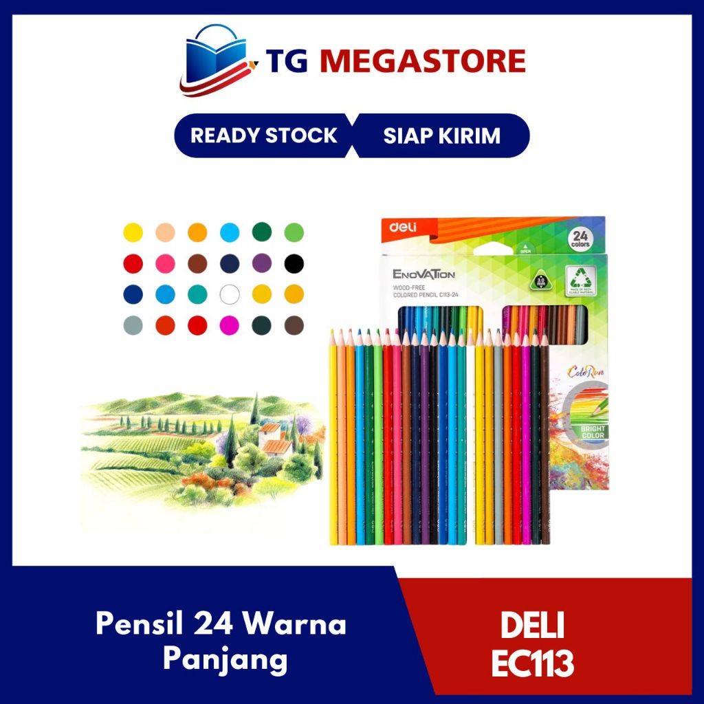 

Pensil Warna Deli 24 Warna Panjang Enovation - EC113-24