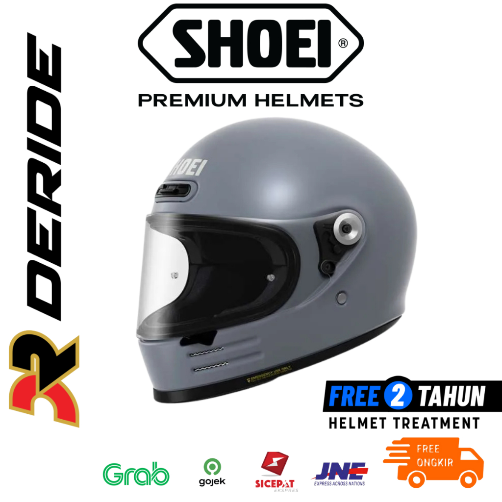 Shoei Glamster Basalt Grey Helm Full Face Retro SNI Original