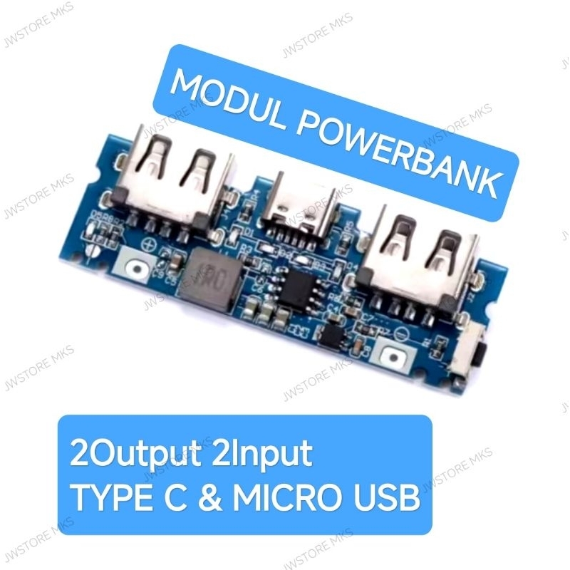 Modul Powerbank 2 input Type C  & Micro Usb (Baru)