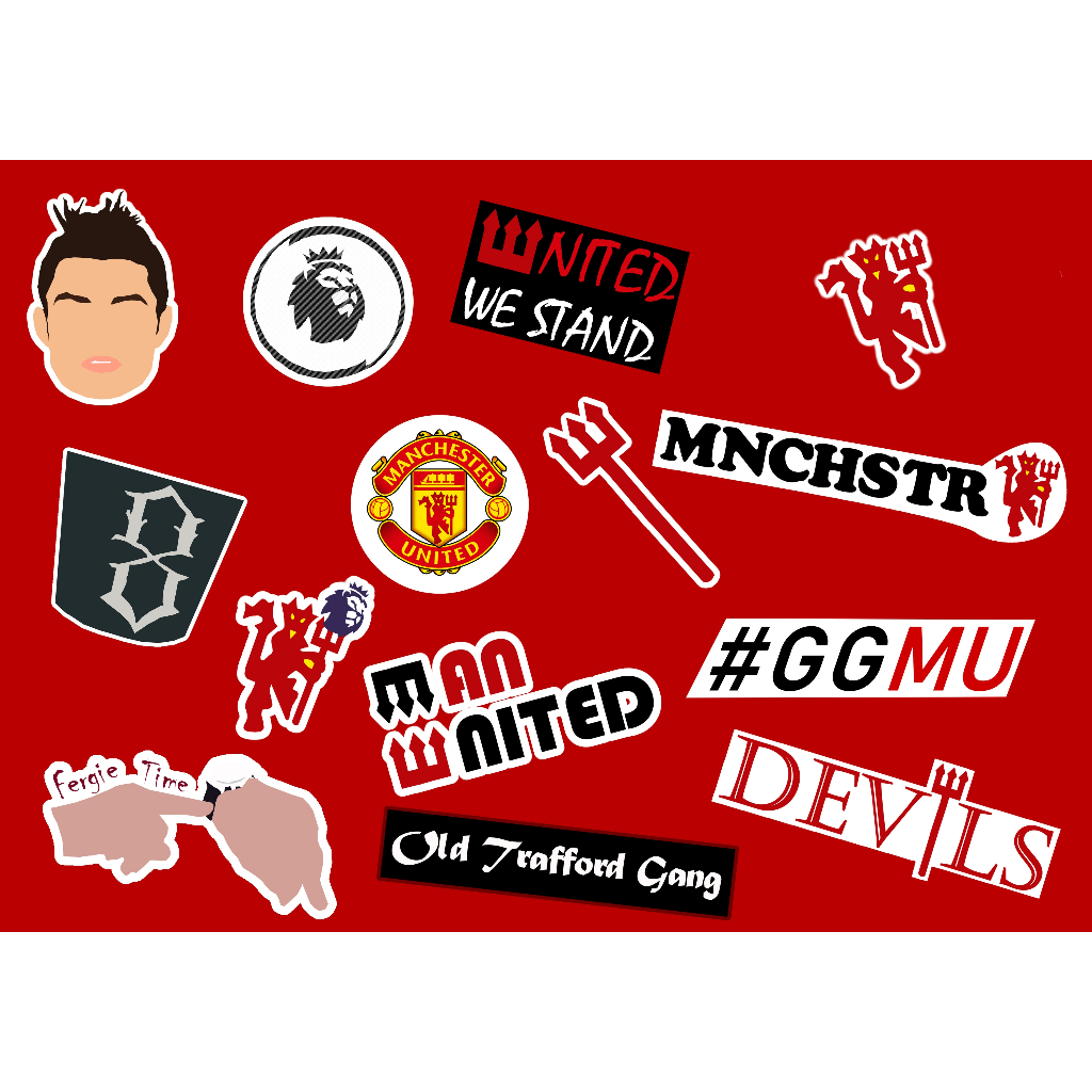 

[14 Pcs] Stiker Bola Manchester United Sticker Laptop Koper Tumbler