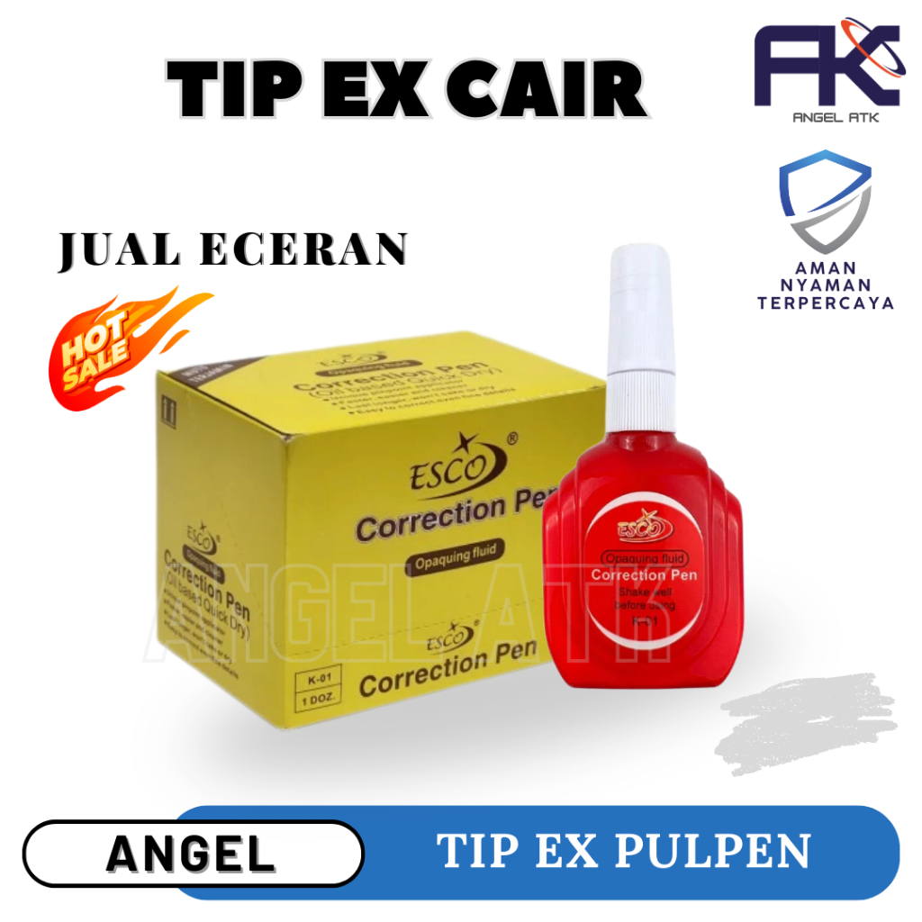 

Tip Ex Kertas Cair / Tip Ex Esco Merah / Penghapus Pena / Untuk Alat Sekolah dan Kantor / Tip Ex Cair / Cairan Koreksi Cepat Kering / Bayar di Tempat / Atk Blessing