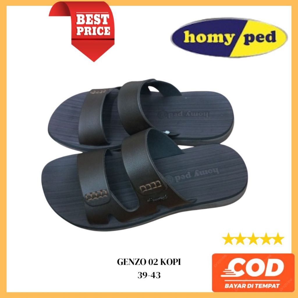 HOMYPED SANDAL PRIA TERBARU Sandal Slide Kokop Kasual Pria 100% ORI GENZO 02
