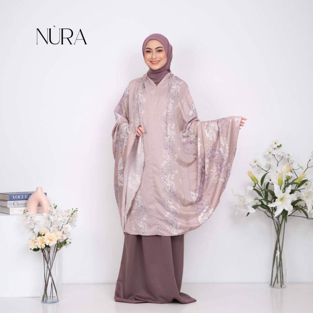 NURA - mukena 2 in 1 - mukena 2 in 1 motif - mukena lebaran - mukena hari raya - qisya prayer set
