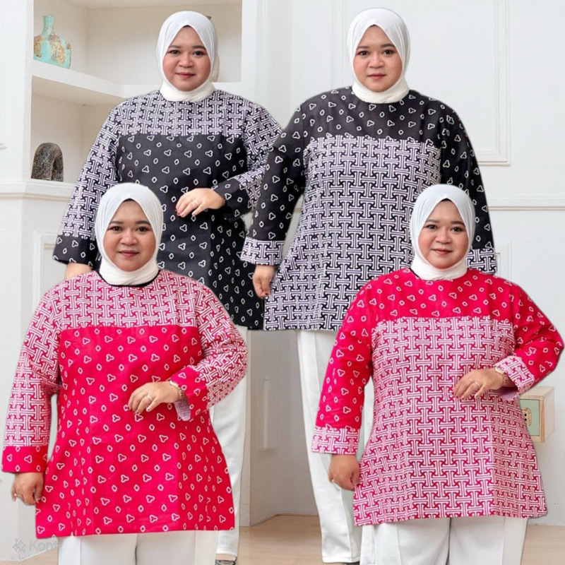ATASAN BATIK WANITA KERJA UKURAN M L XL XXL 3L 4L 5L 6L BAHAN KATUN RESLETING BELAKANG Baju Formal