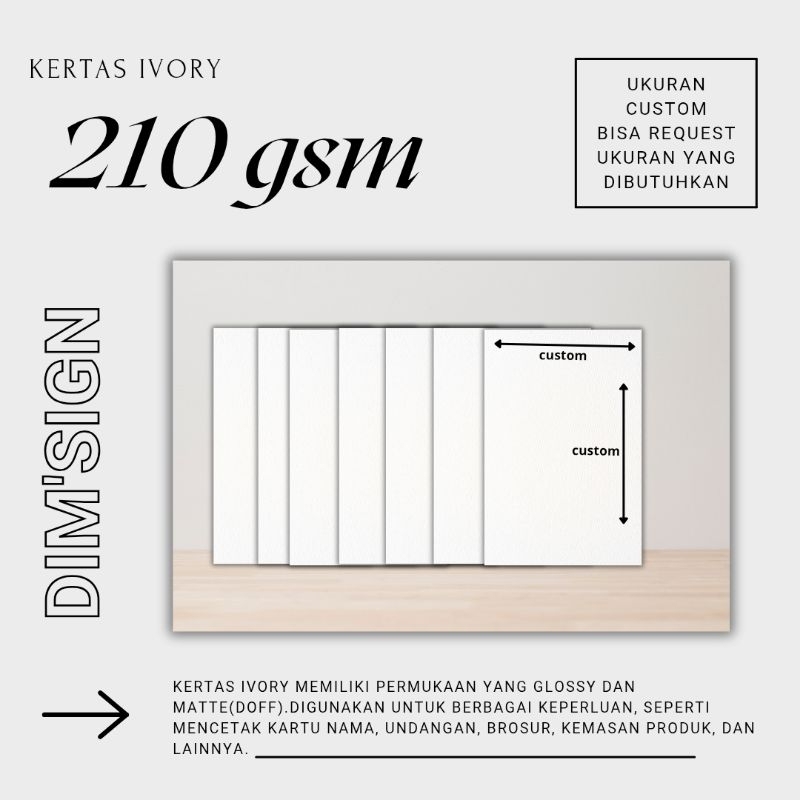 kertas ivory 210gsm, 230gsm, 250gsm, 300gsm, 350gsm,400gsm ukuran custom