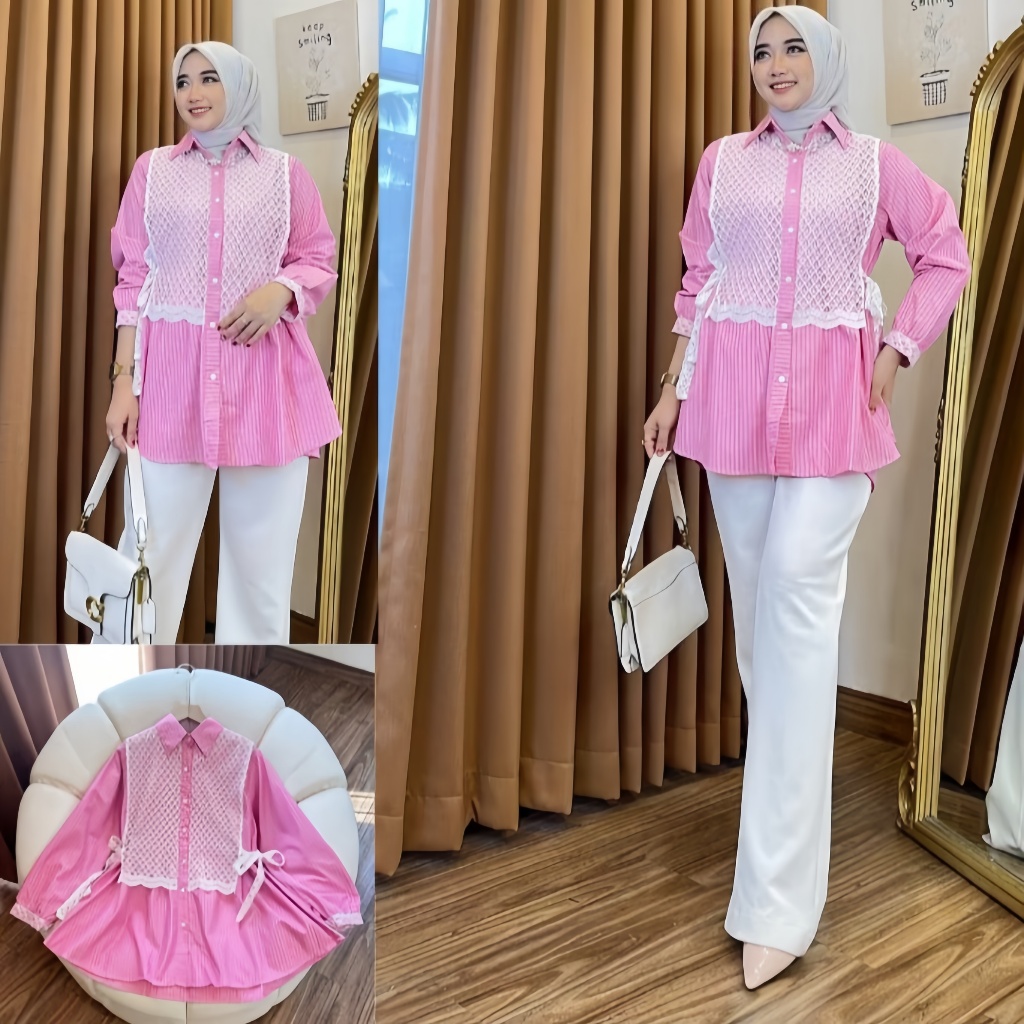 Arum Blouse Atasan Wanita Kekinian / Blouse Salur Wanita Remaja / Baju Atasan Wanita Kekinian