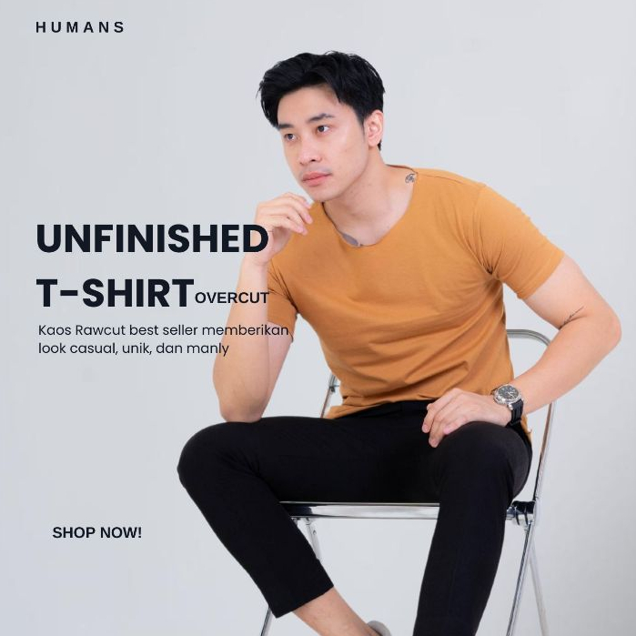 Kaos Pria Baju Polos Kerah Lebar Lengan Pendek Overcut Humans