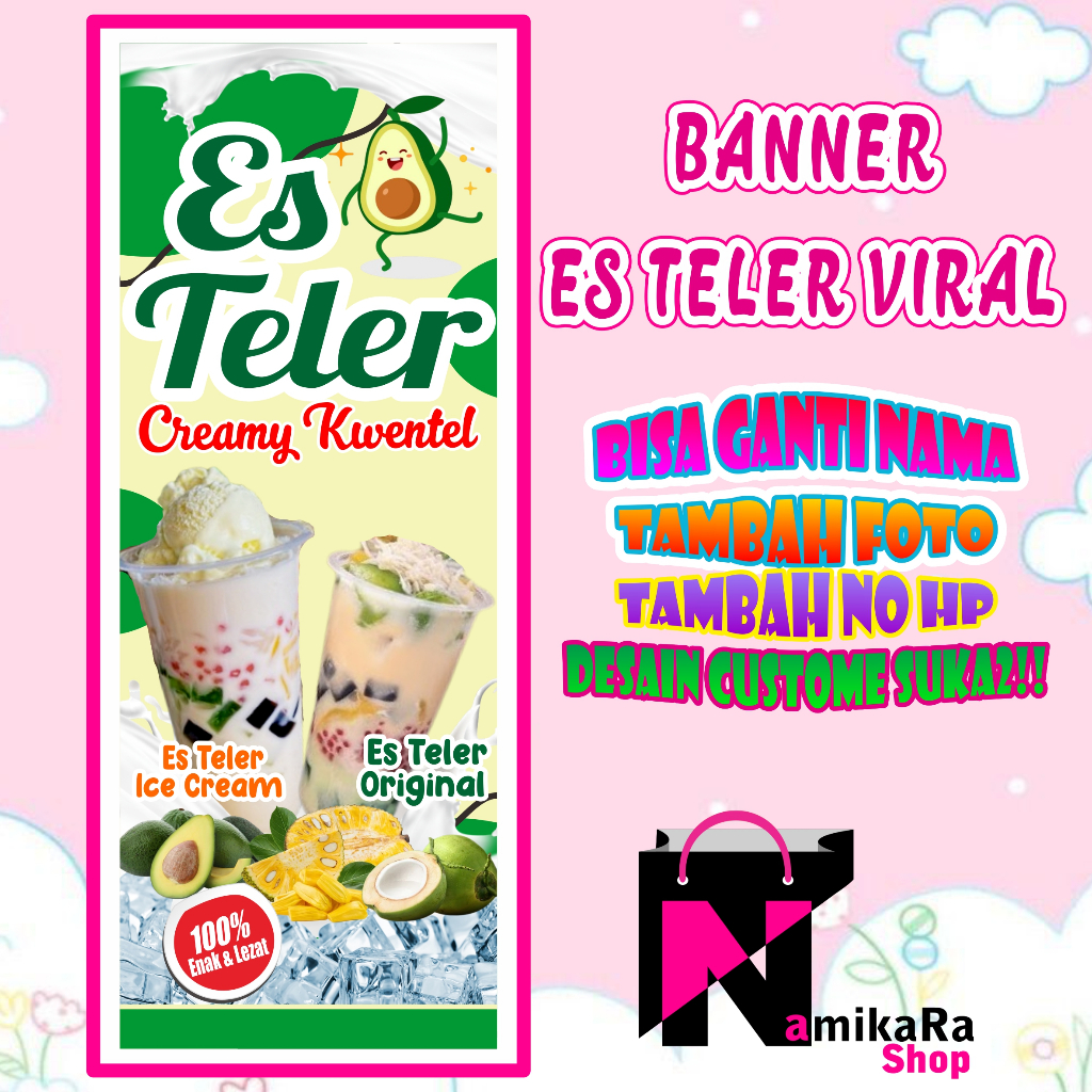 Banner Es Teler / Spanduk Es Teler Viral Murah / Banner Spanduk es Teler