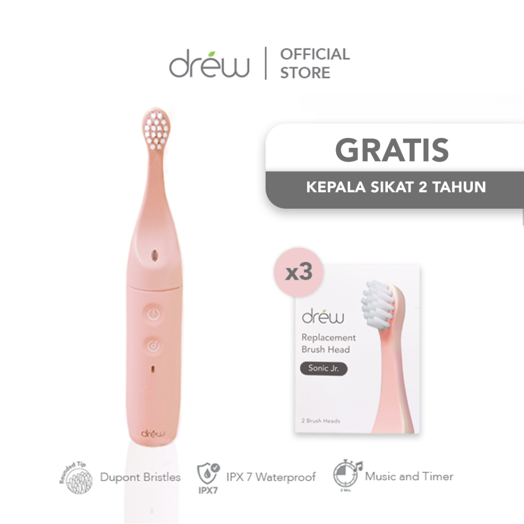 DREW Sonic Jr. - Electric Toothbrush - Sikat Gigi Elektrik Untuk Anak 1- 12 Tahun