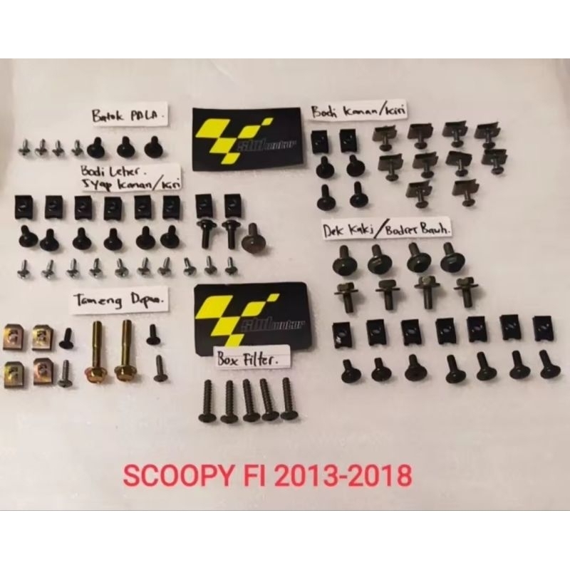 baut full body honda Scoopy fi/baut lengkap body Scoopy fi tahun 2012-2018 baut full body honda Scoo