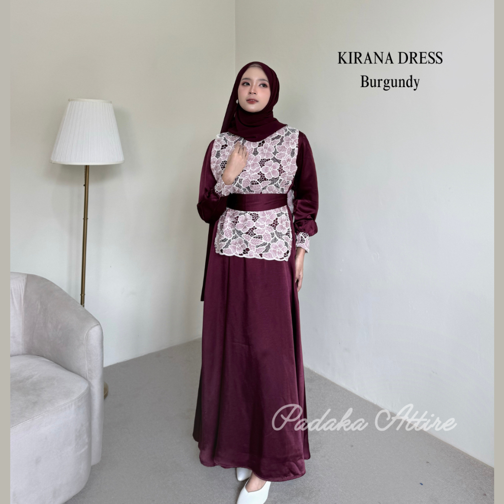 DRESS KIRANA - [RAYA SERIES Padaka Attire] - Baju Lebaran Maxi Dress Gamis Silk Brokat Prada Premium