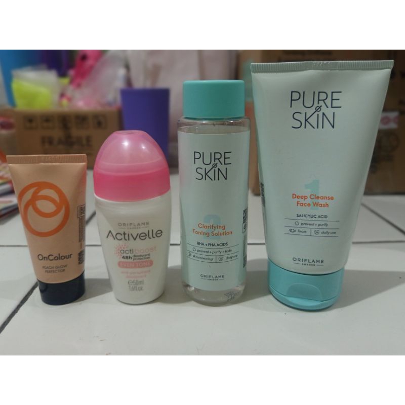Face wash dan Toner Pure Skin, Peach Glow, Deodorant Oriflame