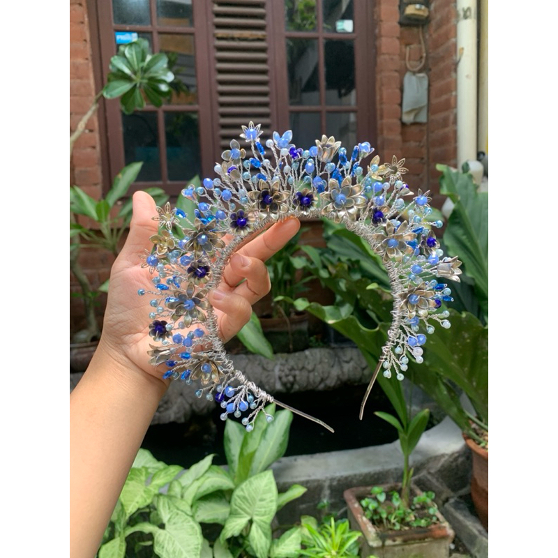 Bando pengantin mahkota pengantin biru mahkota melayu headpiece pengantin headpiece hijab