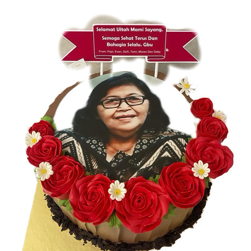 

Cake Rose Flower With Edible Photo