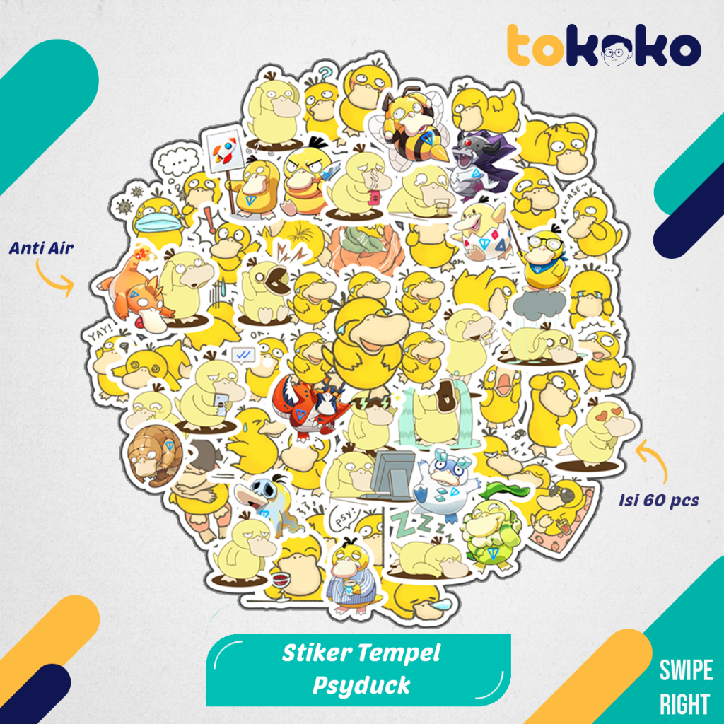 

Stiker Cutting Psyduck Pokemon Anime Film Paper Vinyl Dekorasi Laptop Koper Tumbler Kulkas DIY
