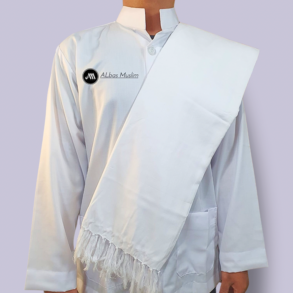 Original Albas Sorban Pria Rida Putih Tulang Cerah Polos Panjang Motif Rawis