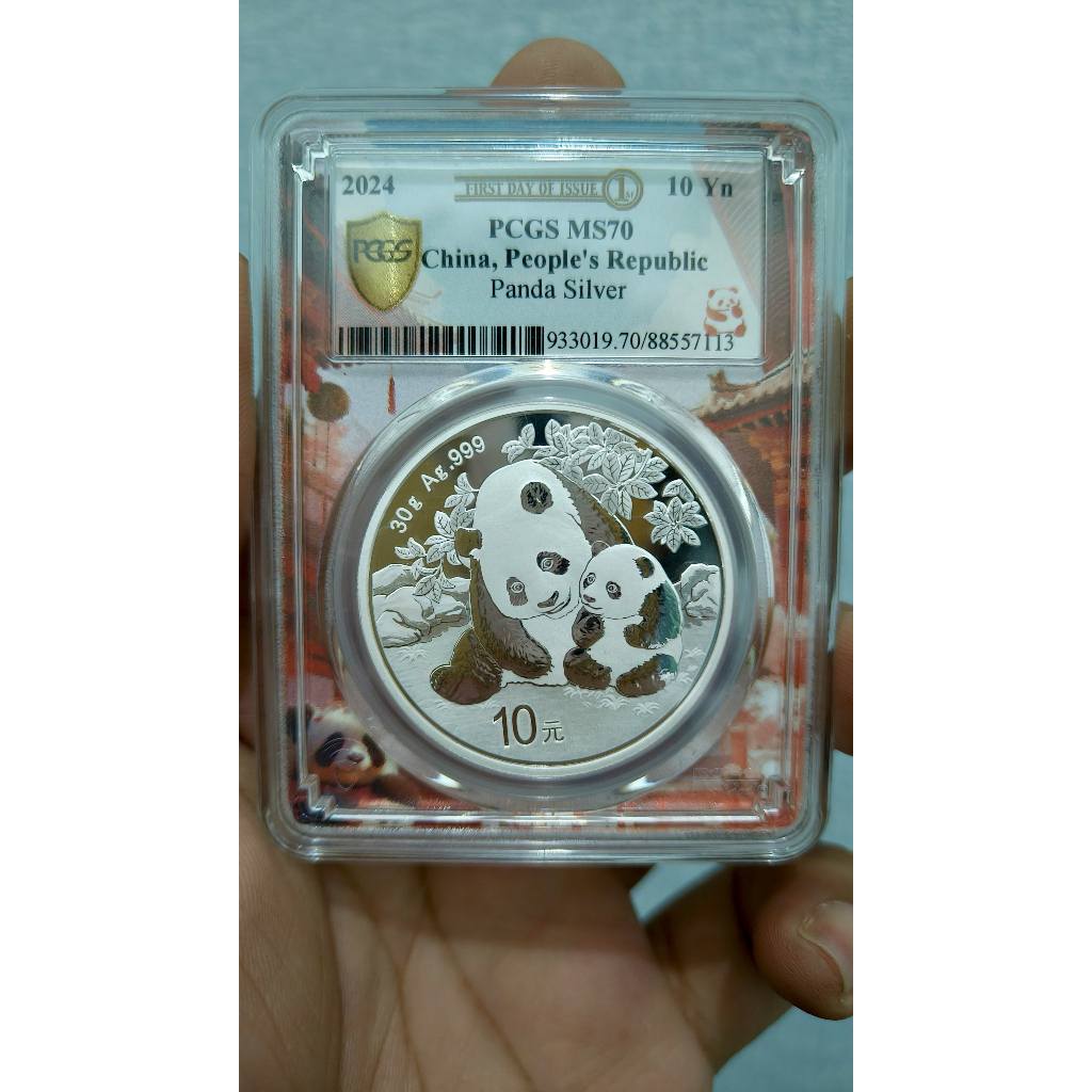 Koin Perak 10 Yuan China PCGS 3 Onz